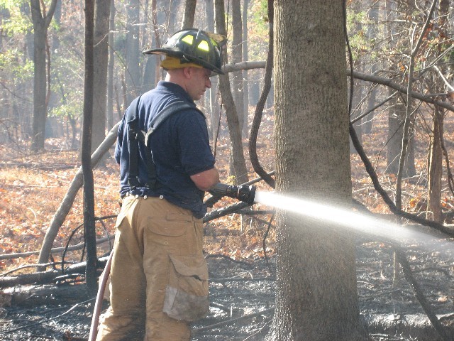 Firefighter Matt Prince looking for hot spots